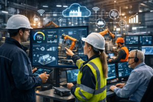 Industrial IoT systems using connected sensors and machines to monitor operations and optimize industrial processes