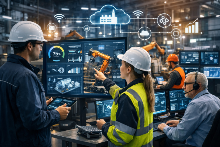 Industrial IoT systems using connected sensors and machines to monitor operations and optimize industrial processes