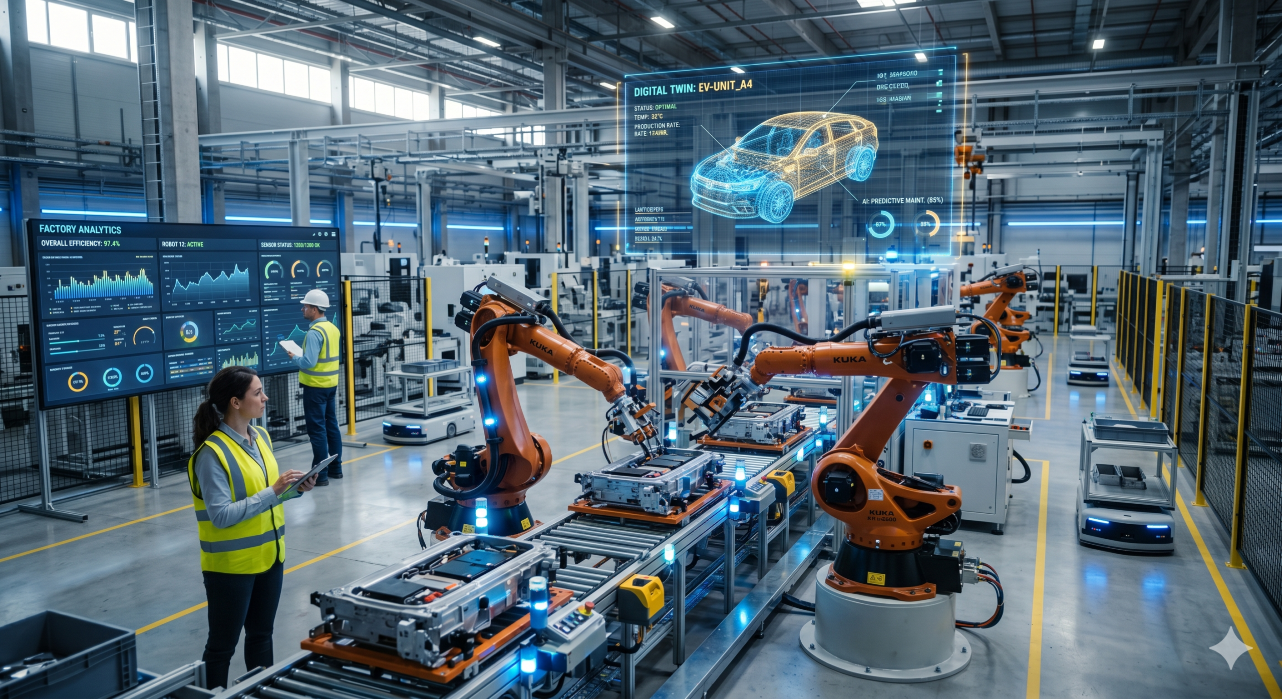 smart manufacturing systems with robotic arms digital twin technology and real time factory analytics in Industry 4.0 environment