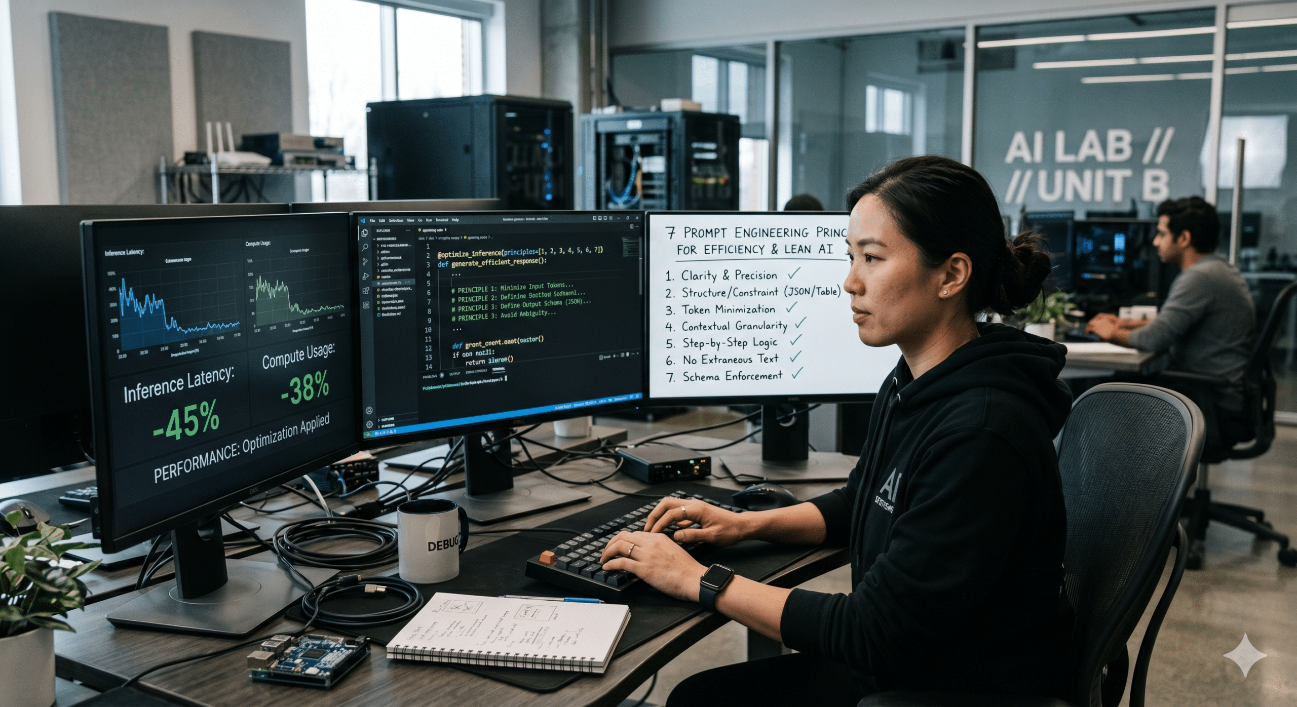 Prompt Engineering expert optimizing AI system performance to improve throughput, reduce inference latency, and minimize model waste in an AI engineering lab