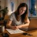 Woman creating a strong password while using a laptop at home.